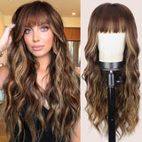Women's Wigs Straight Bangs Long Wavy Gradient Wig