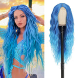 Women's Wigs Middle Part Long Wavy Ombre Lace Front Wig