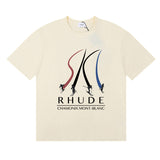 Rhude T Shirt Ski Theme Letter Print Short Sleeve T-Shirt