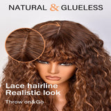 Women's Wigs Bangs Tight Curly Lace Part Wig