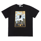 C.e t shirts creative oil painting pattern round neck pullover short sleeve men and women