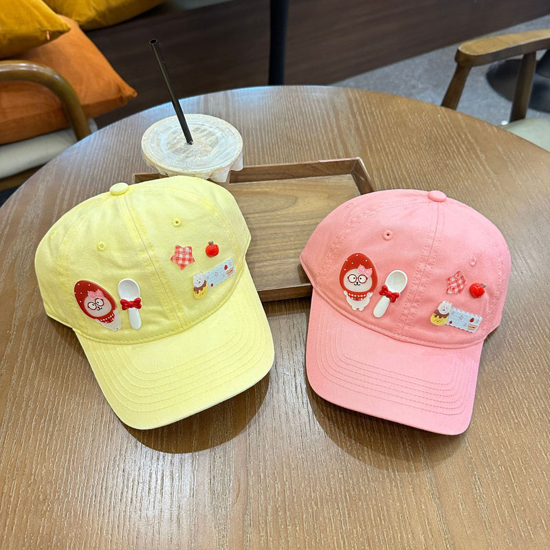 Y2k hot girl hat heavy industry cartoon red puppy baseball cap easiest for match sunshade peaked cap