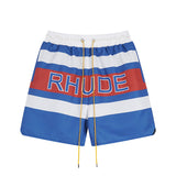 Rhude Shorts Alphabet Striped Casual Shorts Beach Shorts