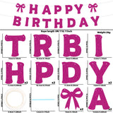 Themed Party Supplies Bow Theme Party Decoration Banner – Glittery Tinsel Bow Banner for Girls’ Birthday Party