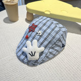 Y2k hot girl hat heavy industry mickey hand plaid sunshade duck tongue beret