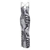 Women Dresses Zebra Pattern Road Design Fashion Temperament Banquet Dress