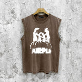 Purple Brand Distressed Tank T Shirts Distressed Sleeveless T-shirt Vest