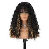 Women'S Wigs  Synthetic Heat-Resistant Afro Curly Wig with Straight Bangs
