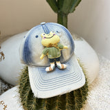 Y2k hot girl hat heavy industry washed denim ripped baseball cap cartoon penguin doll casual duck tongue hat