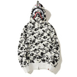 Bathing Ape Hoodie Shark Camouflage Printed Cardigan Zip Hooded Sweater Jacket