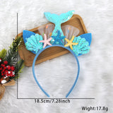 Themed Party Supplies Mermaid Sequin Headband – Ocean Theme Kids Party Costume with Fish Tail, Starfish & Shell