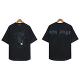 Palm Angels T-Shirts Pigeon Flow Lacquer Letter Foam Short Sleeve T-Shirt