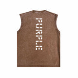 Purple Brand Distressed Tank T Shirts Distressed Sleeveless T-shirt Vest