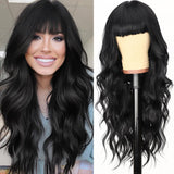 Women's Wigs Straight Bangs Long Ombre Wavy Wig