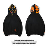 Bathing Ape Hoodie Camouflage Shark Double Hat Jacket Men's Autumn and Winter Cardigan Zipper Embroidered Hooded Sweater