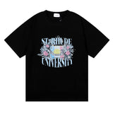 Rhude T Shirt Flag Floral Print Short Sleeve T-Shirt