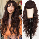 Women's Wigs Straight Bangs Long Ombre Wavy Wig