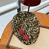 Y2k hot girl hat heavy industry retro star leopard print forward hat casual beret