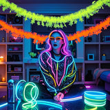 Themed Party Supplies Fluorescent Macaron Neon Party Garland – Christmas Star & Cosmos Ribbon Decoration