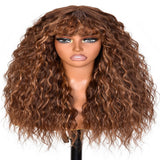 Women's Wigs Bangs Tight Curly Lace Part Wig