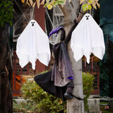 Halloween flag hanging ornaments Halloween White Ghost Hanging Decoration – Haunted House Horror Prop