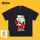 Drew T Shirts Cotton Short Sleeve Cartoon Graffiti