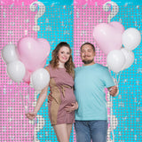 Themed Party Supplies Baby Gender Reveal Foil Fringe Curtain – 1m x 2m Pink & Blue Party Backdrop Decoration