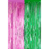 Themed Party Supplies Magic Wicked Witch Themed Foil Fringe Curtain – Shiny Pink & Green Party Backdrop