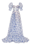 Women Party Dress Fashionable Temperament Flower Print Evening Dress (Ss0416)