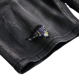 DSQ2 Short Jeans Ripped Patch Slim-fit Stretch Denim Shorts