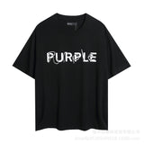 Purple Brand T ShirtsPurple Micro Label Letter Pattern Printed Short Sleeve T-Shirt