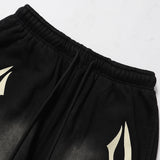 Hellstar Shorts Sports Flame Shorts Flame Print Mud Print Old Wash Loose Shorts