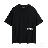Purple Brand T ShirtsPurple Micro Label Letter Pattern Printed Short Sleeve T-Shirt