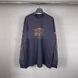 Men T-shirts Spring and Autumn Paris Flame Printing Long Sleeve T-Shirt Loose Casual Bottom Shirt