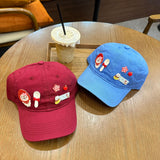 Y2k hot girl hat heavy industry cartoon red puppy baseball cap easiest for match sunshade peaked cap