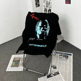 Mens T-shirts Travis Scott Cactus Jack Astroworld Portrait Fortnite Print Short Sleeves