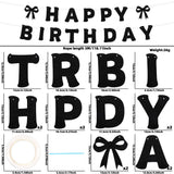 Themed Party Supplies Black Bow Theme Party Banner – DIY Spiral Hanging Decorations & Bow Cake Picks for Girls’ Birthday