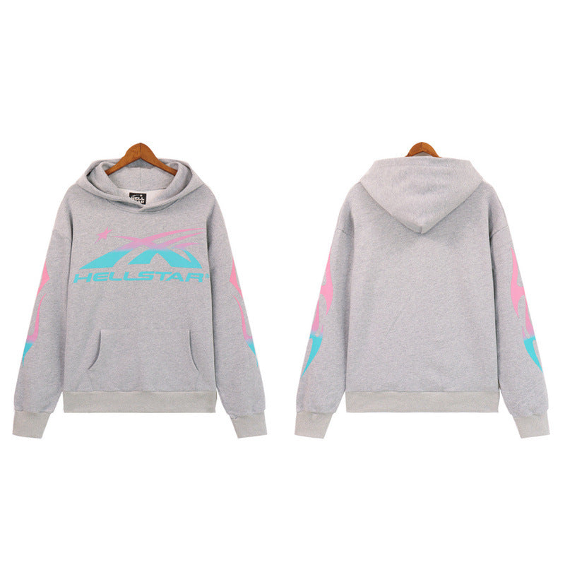 Hellstar Hoodie gradual change color print hoodie fall loose sweater