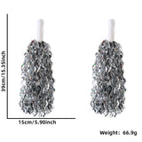 Themed Party Supplies Cheerleading Pom Poms – Shiny Curved Blade with Long Straight Handle
