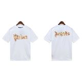 Palm Angels T Shirts Flame Letter Logo Short Sleeve T-Shirt