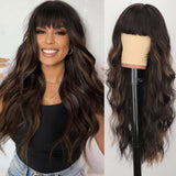 Women's Wigs Straight Bangs Long Ombre Wavy Wig