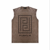 Purple Brand Distressed Tank T Shirts Distressed Sleeveless T-shirt Vest
