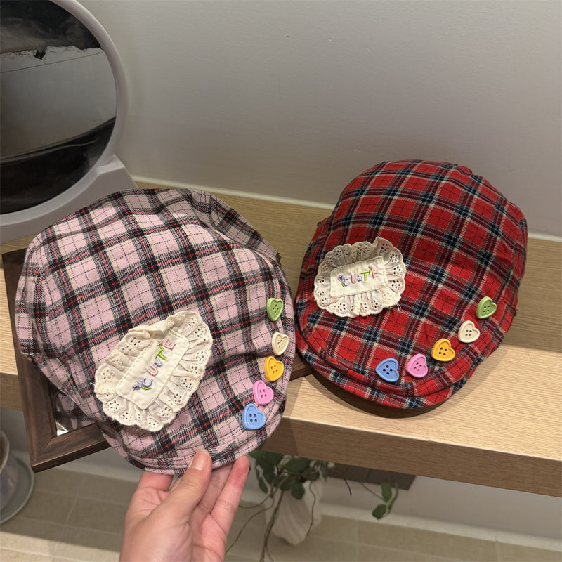 Y2k hot girl hat heavy industry reverse cap plaid beret