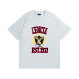 Men T-shirts Paris Crown Wheat Ear Printing Short Sleeve Old Washed T-Shirt Casual