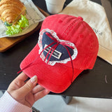 Y2k hot girl hat heavy industry stereo heart lace peaked cap patch sun visor baseball cap