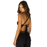 Women Tops Fashion Sexy One-Shoulder Cool Short Top (Zy0414)