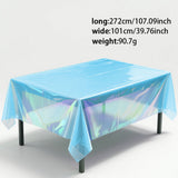Themed Party Supplies Iridescent Table Cover – 1×2.7m PET Disposable Tablecloth for Party Decor