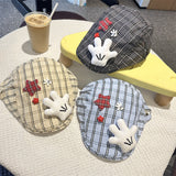 Y2k hot girl hat heavy industry mickey hand plaid sunshade duck tongue beret
