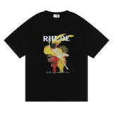 Rhude T Shirt Micro Label Alphabet Art Abstract Short Sleeve T-Shirt