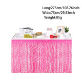 Themed Party Supplies Macaron Tinsel Table Skirt – Fluorescent Theme Party Fringe Table Decoration
